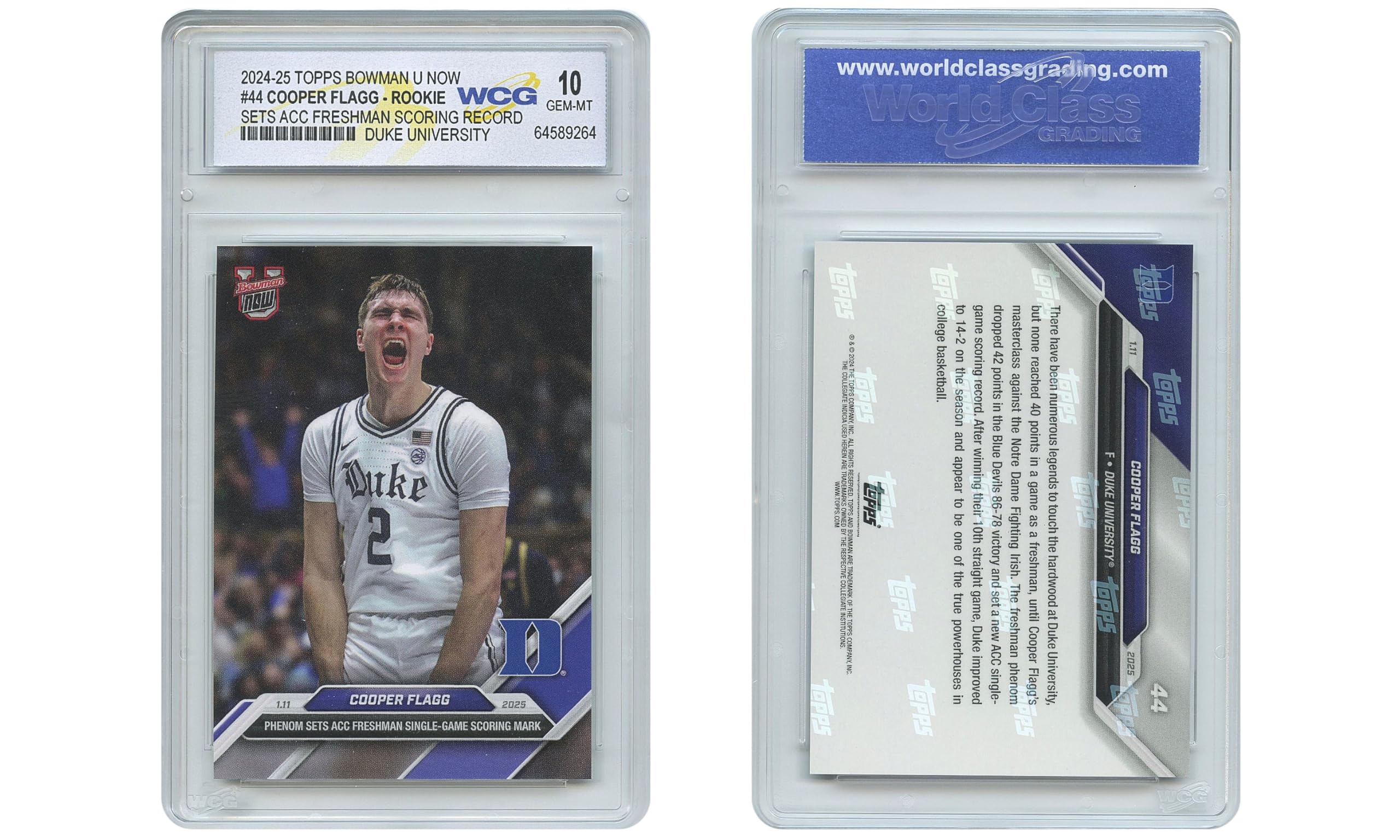 Amazon.com: 2024 Topps Cooper Flagg Rookie Card #44 Duke Freshman